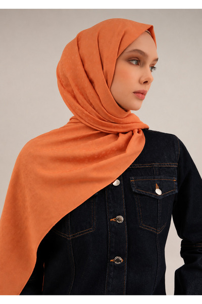 lune Damla Desen Bambu Cotton Şal TURUNCU