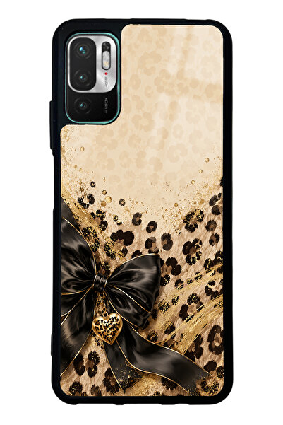 Spoyi Xiaomi Redmi Note 10 5G Golden Leopard Heart Tasarımlı Glossy Telefon K...