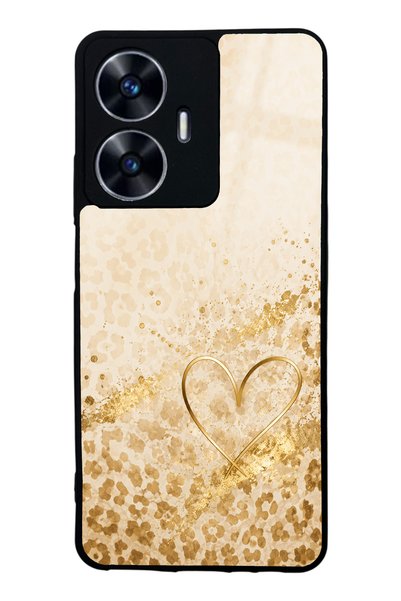 Spoyi Realme C55 Golden Heart Glow Design Glossy Phone Case