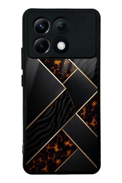 Spoyi حافظة هاتف Xiaomi Poco X6 Pro باللون الأسود اللامع بتصميم فسيفسائي