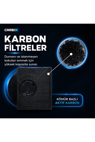 CARBIX Type303 AEG, Electrolux, Hotpoint, Whirlpool Uyumlu Tekli Davlumbaz Karbon Filtresi