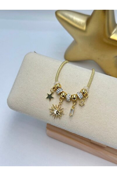 BYYEŞO Sun Charm Detail Steel Bracelet