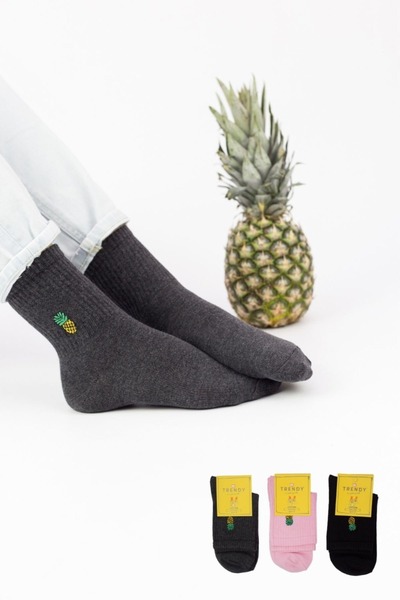TRENDY Ημίκοντες Κάλτσες "Trendy" PINEAPPLE 3 ζευγάρια