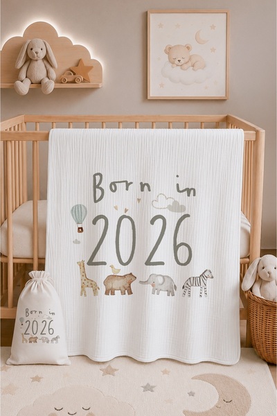 Astral Baby İsme Özel %100 Organik Pamuk 4 Kat Muslin Battaniye-Taşıma Keseli...