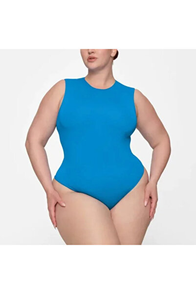 Hafif Toparlayıcı Sıkılaştırıcı Kolsuz Bisiklet Yaka Tanga Kesim Dikişsiz Seamless Bodysuit