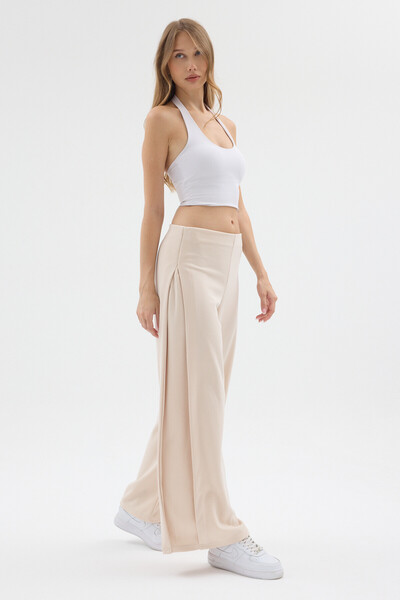 TLG TLG GİYİM Women's Original Modal Fabric Stitched High Waist Loose Pants