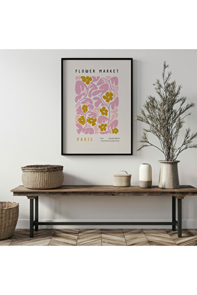 dudekohome Çerçeveli Çiçek Tablo Pastel Poster Minimal Duvar Dekoru Salon Dek...