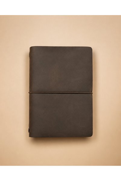 Srctech Genuine Leather A5 Black Notebook Cover Case Handmade Including 2 Notebooks