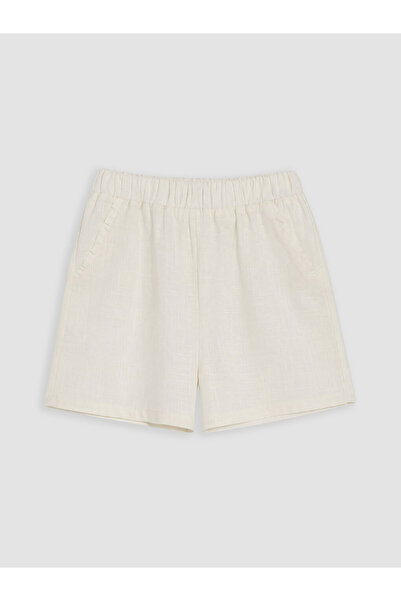 LC Waikiki Lcw Kids Ecru Elastic Waist Girls Shorts