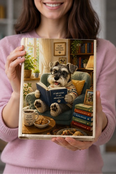 Şımartan Bookworm Dog Printed Cotton Book and Notebook Cover - 23X31 Cm, "The...