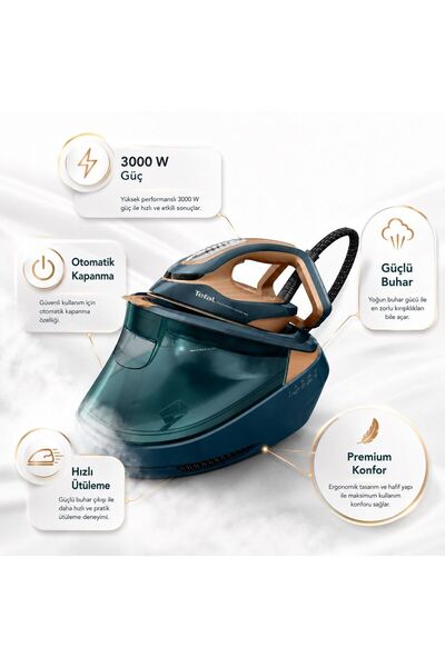TEFAL Buhar Kazanlı Ütü 9 Bar Profesyonel Güç | 3000 W, 750 g Şok Buhar, LED ...
