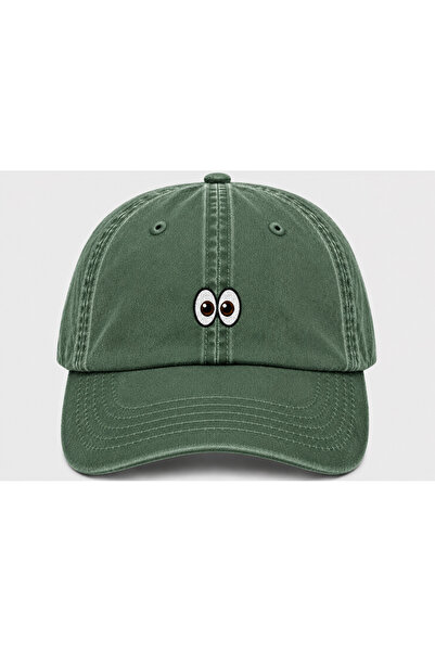 WeavedCo Embroidered Vintage Washed Cap Hat with Eye Emoji