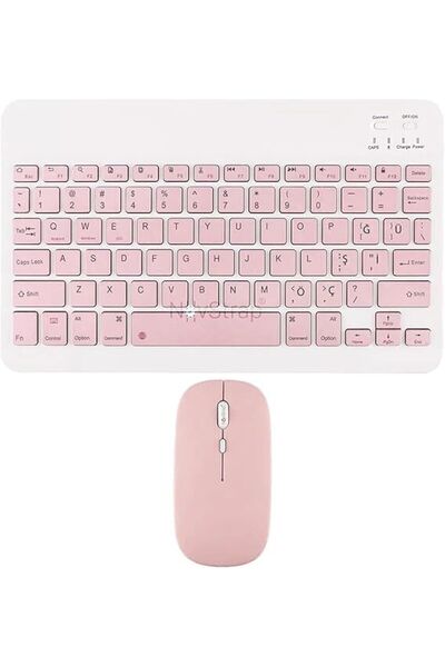 MOBİTEK General Mobile E-Tab 20 İçin Universal Klavye Mouse Set Pembe