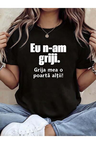 12 HERTZ تي شيرت نسائي مطبوع عليه "Eu N- Griji" (لا أضمن قلقًا) - قميص بأكمام...