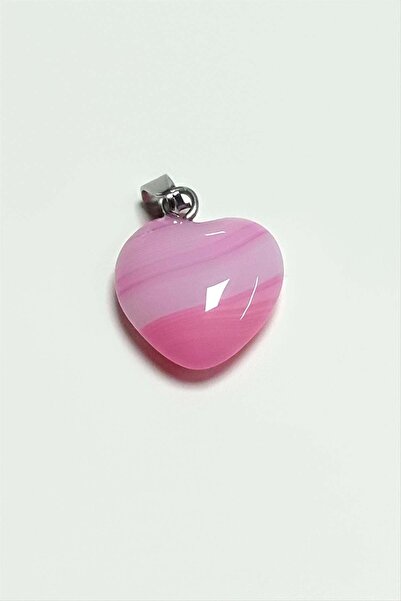 ZERO LAND Spt-Gld Agate Heart Natural Stone Pendant Small 1.5 cm (80804) - Pink