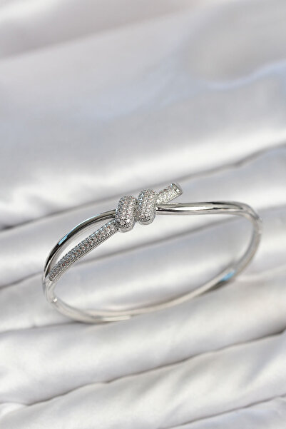 OGHAMAY Silver Color Zircon Stone Knot Model Women's Handcuff Women's Bracelet