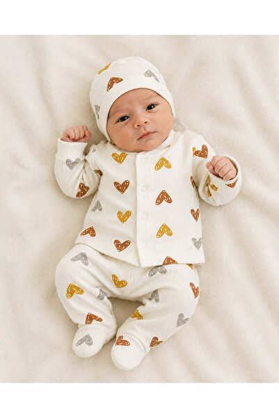 emir baby طقم أطفال حديثي الولادة من MCT Baby Wear مكون من 3 قطع بنقشة قلب - ...