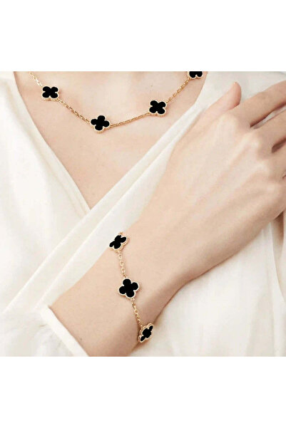 Generic Four Leaf Clover Bracelet for Women 18K Gold Plated Stainless Steel L...