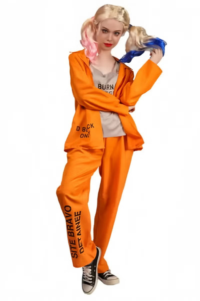 TAPIT Orange Prisoner Costume For Men Women, Jailbird Inmate Cosplay Outfit, ...