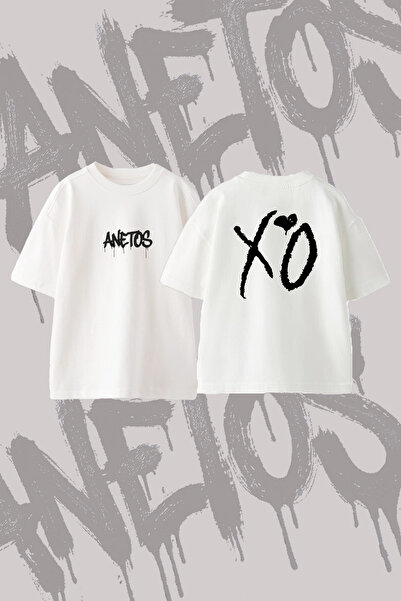 Anetos Tricou oversize alb din bumbac cu imprimeu pe spate The Weeknd XO Design