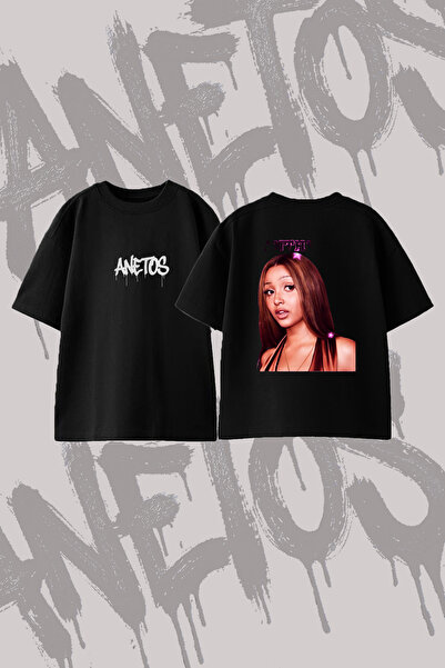Anetos Doja Cat_19 Design Back Printed Cotton Black Oversize T-Shirt