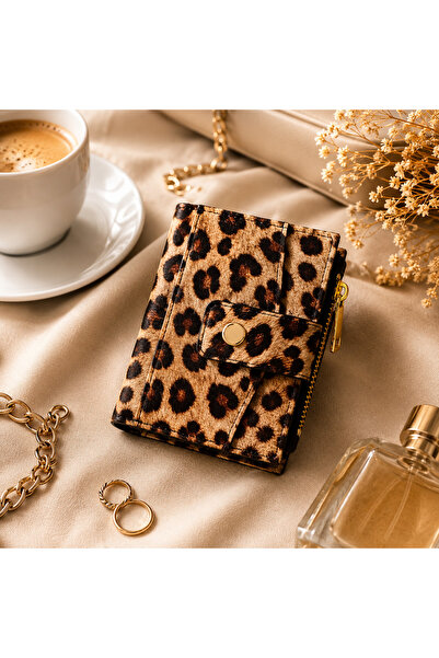 UCCELLO Women's Leopard-Print Wallet with Card Slots, Zipper, Coin Pocket, Sn...