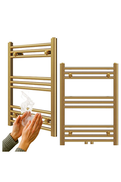 Granitan Set Radiator Baie cu accesorii, 70x50 cm, 275 W, Otel, Aurie