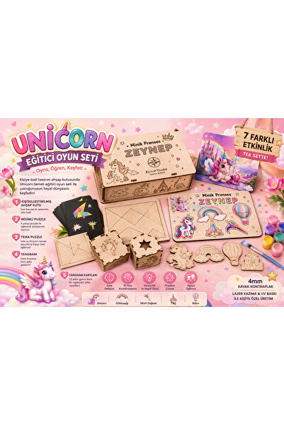 Kutup Yıldızı Tasarım Atölyesi Kişiye Özel Unicorn Temalı Ahşap Eğitici Oyun ...