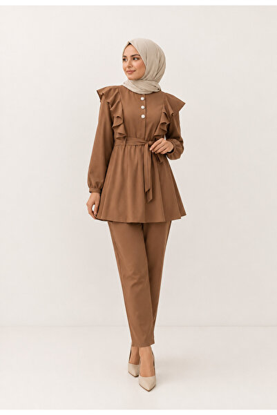 OK BLUME Ruffle Detailed Buttoned Hijab Set