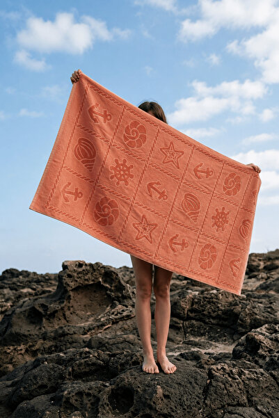 Menderes Home La Notte Summer Anchor 100% Cotton Peshtemal Salmon 70X140