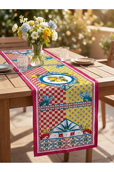 LAMUA HOME Limoncello Limon Desenli Dekoratif Runner 40x140 cm