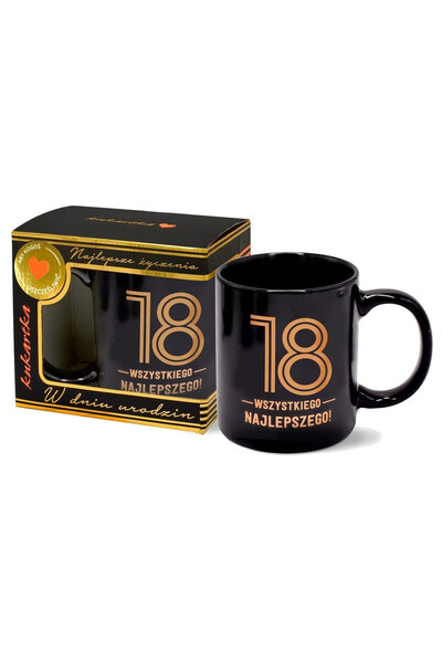KUKARTKA Cana portelan Premium, cu mesaj 18 pentru majorat, cutie cadou cu fe...