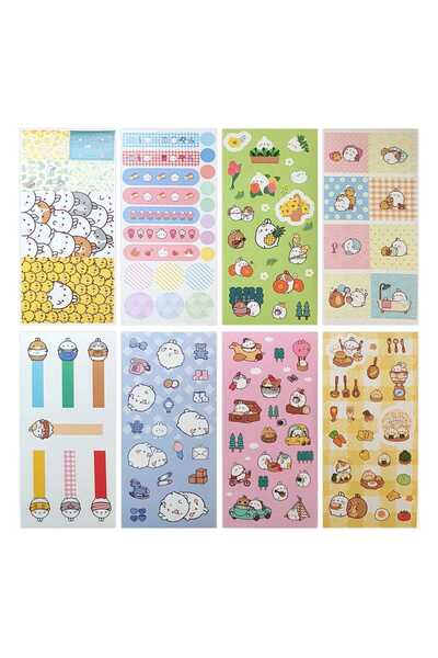 Sakami merchandise Set de Stickere Molang "Zile Fericite", 8 Foi, Multicolor