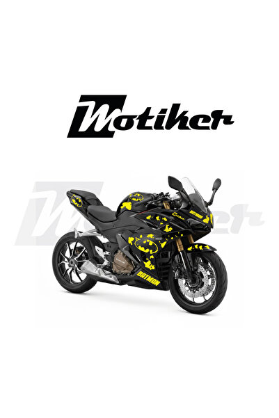 Motiker RKS QJ Motor 450RA Sarı Batman Yan Grenaj Sağ Sol Tasarım Sticker Set...