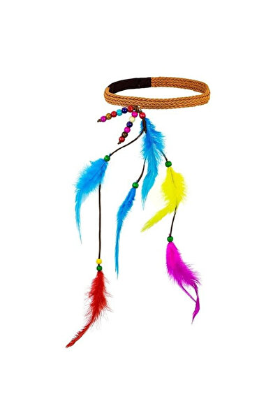 Widmann , Bentita hippie boho din textil cu margele si pene, ajustabila, Mult...