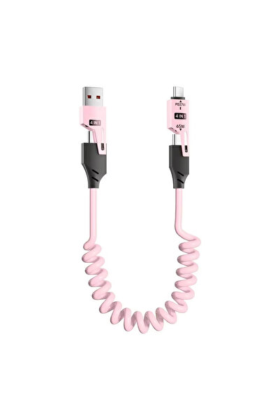 DDA Cablu de Încărcare Rapidă 4 în 1, 65W, USB-A la USB-C + Lightning, Lungim...