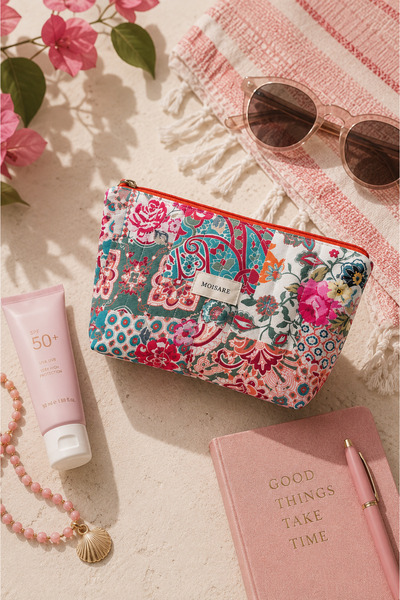 MOISARE Makeup Bag Quilted Organizer - Travel Cosmetic Organizer Zippered Mul...