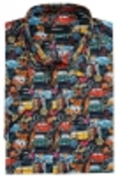 Bigotti Camasa maneca scurta slim Bleumarin print