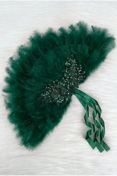 ZEYMERADE Emerald Green Bridal Fan, Sparkling Vip Laced Henna Fan, Bridesmaid...