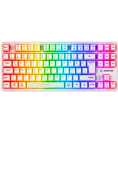 Rampage ZephyraTKL RGB Sessiz Türkçe Q Gaming Klavye Keyboard Beyaz Membrane ...