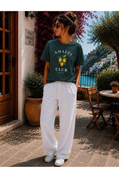 TREND EMMODA تي شيرت نسائي كبير الحجم مطبوع عليه ليمون من Amalfi Clup