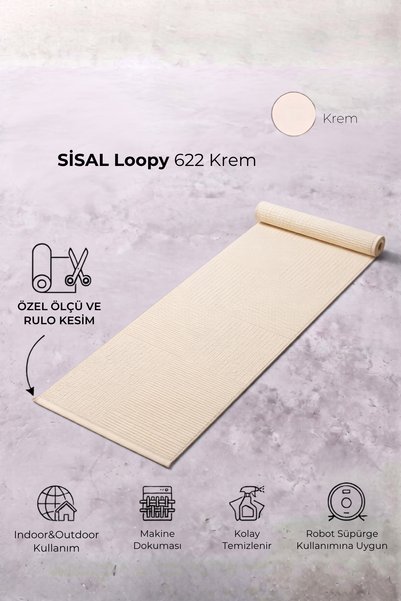 Anatolian Carpet Store Sisal Dokuma Hav Vermez, Leke Tutmaz, Robot Süpürgeye Uygun Modern Krem Halı