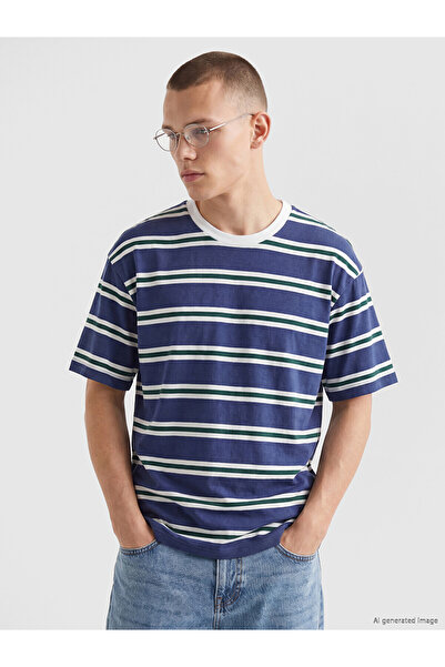 LC Waikiki Peak New Season Crew Neck Striped Men's T-Shirt