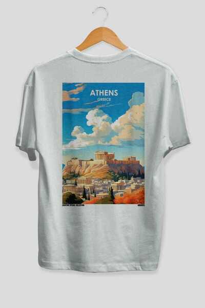Ankhises Αθήνα Ελλάδα Λευκό Oversize Country City Μπλουζάκι Unisex με στάμπα ...