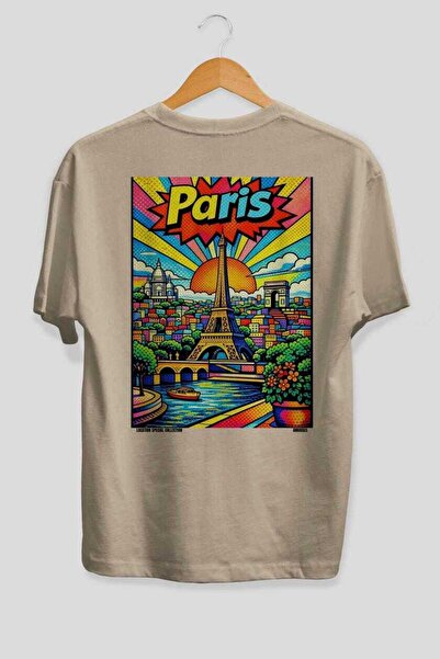 Ankhises Παρίσι Γαλλία Μπεζ Oversize Country City Back Printed Unisex T-Shirt...