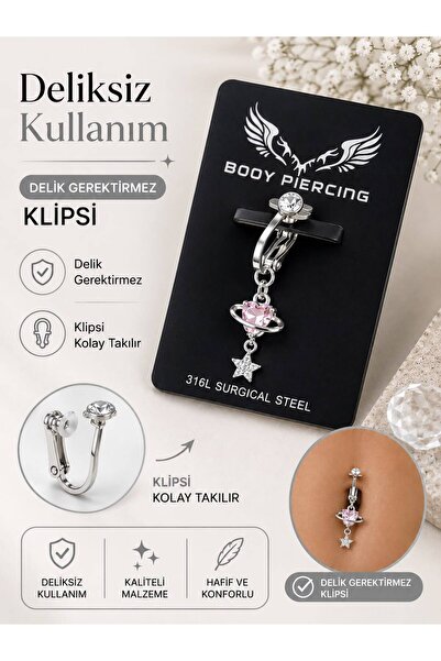 Arescollection delik gerektirmeyen deliksiz sıkıştırmalı göbek piercingi