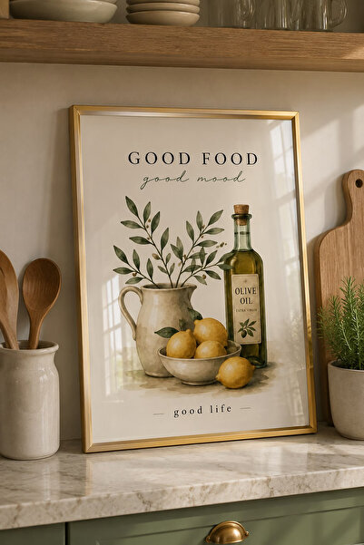 Linacci Poster cu cadru metalic auriu, cu sticlă decorativă, cu design de buc...