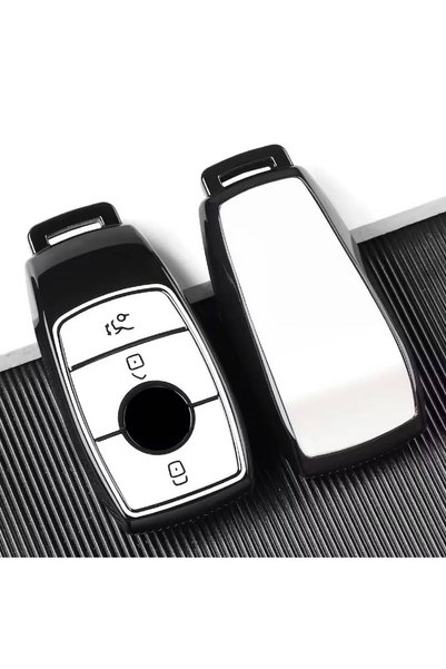 keymatik Mercedes Benz 2017-2020 Fbs4 Type White/Grey Tpu Luxury Key Control Case Cover