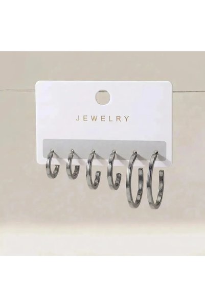 JEWELRY 3-Piece Hoop Earring Set (Gold / Silver)
