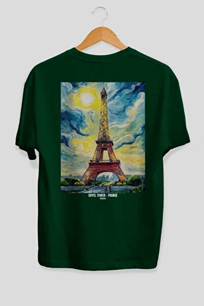 Ankhises Eiffel Tower France Green Oversize Country City Back Printed Unisex ...